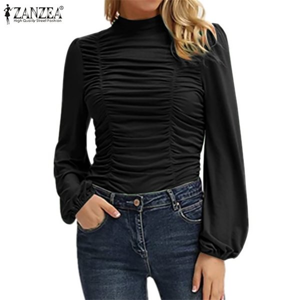 Plus Size Women Full Sleeved S-5XL O-Neck Blouse Evening Shirts Tops - Shop Trendy Women's Clothing | LoverChic