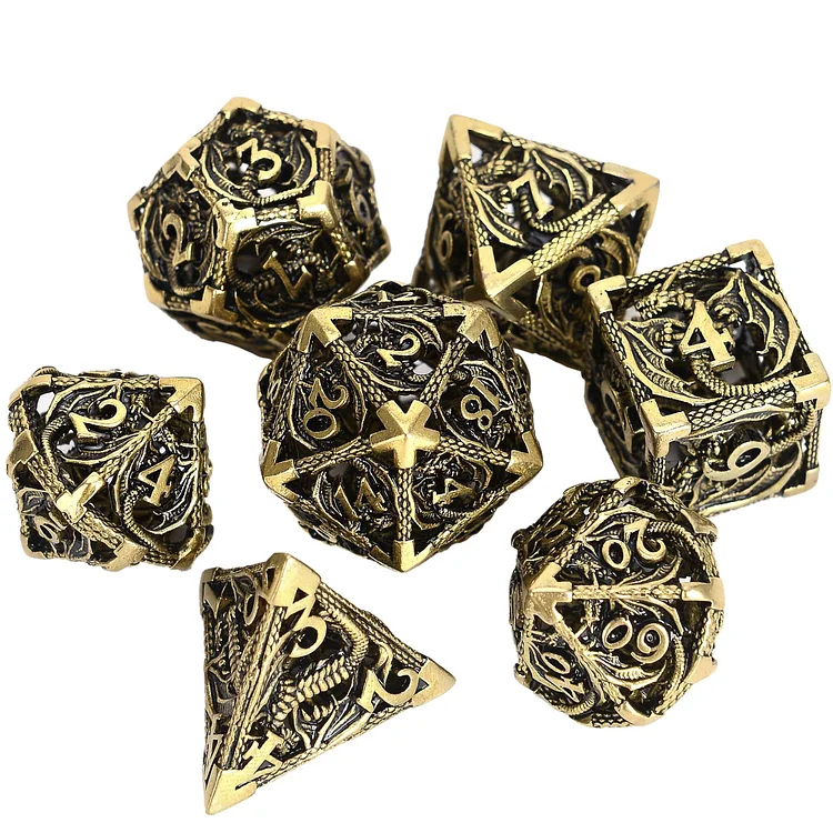 🐲Hollow Metal Dragon Shaped Carving Dice Set🎲