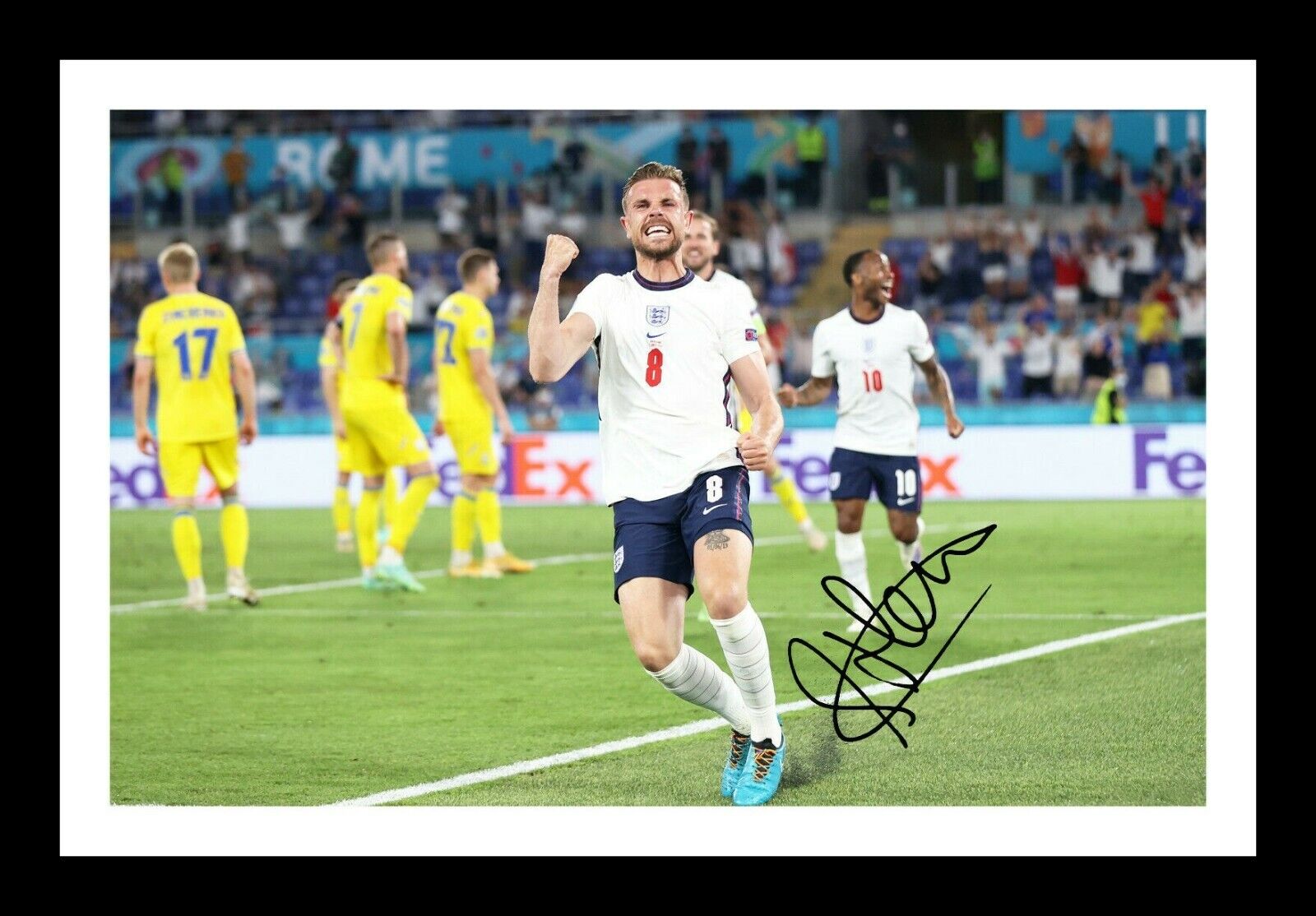 Jordan Henderson - England Euro 2020 2021 Autograph Signed & Framed Photo Poster painting