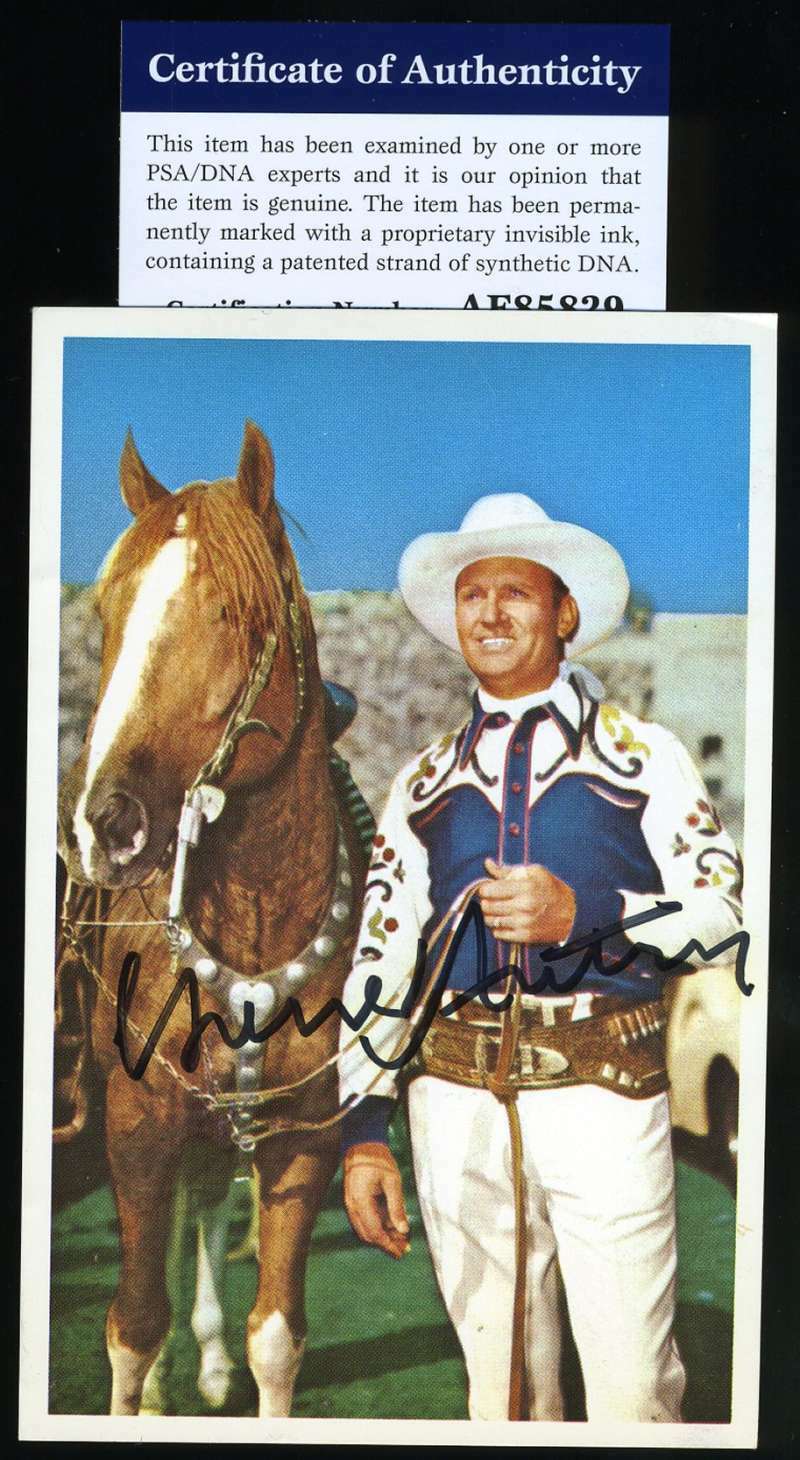 Gene Autry Psa Dna Coa Hand Signed Photo Poster painting Postcard Autograph