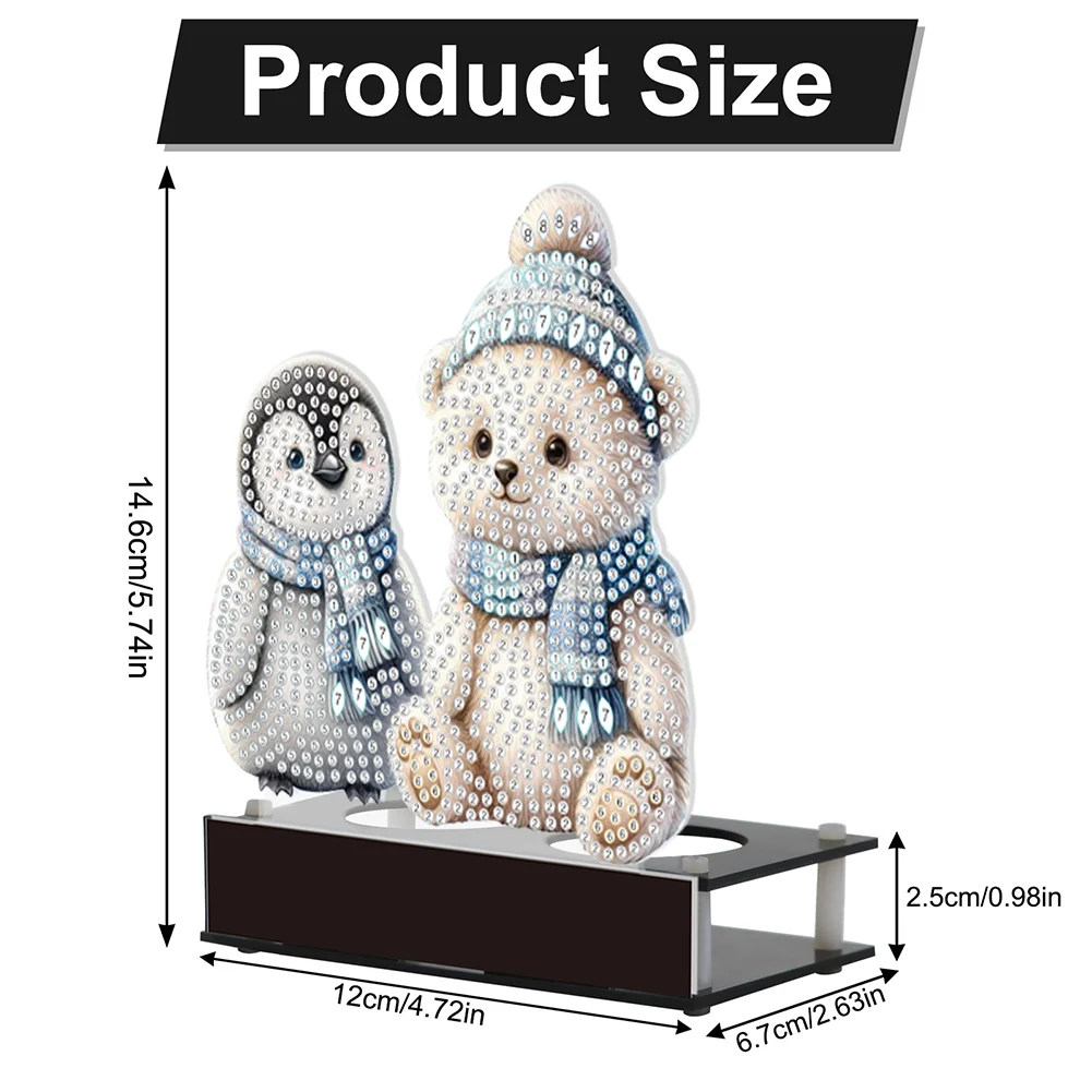DIY Penguin Bear Diamond Painting Candle Holder Ornaments Aromatherapy Candle Holder