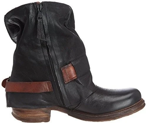 Woman Belt Buckle Square Heel Retro Leather Short Boots