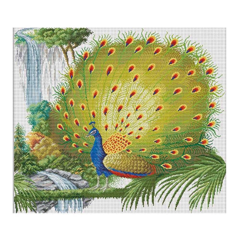 

Peacock Illustration - 11CT Stamped Cross Stitch - 83*75cm, 501 Original