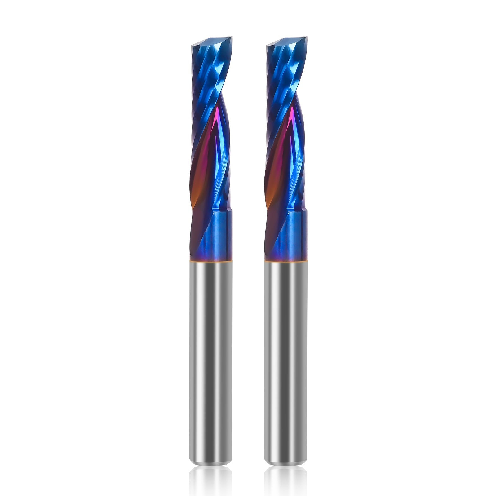 LUNYEE 2PCS Single Flute End Mill 1/4&rdquo; Shank, Carbide CNC Spiral Router Bit