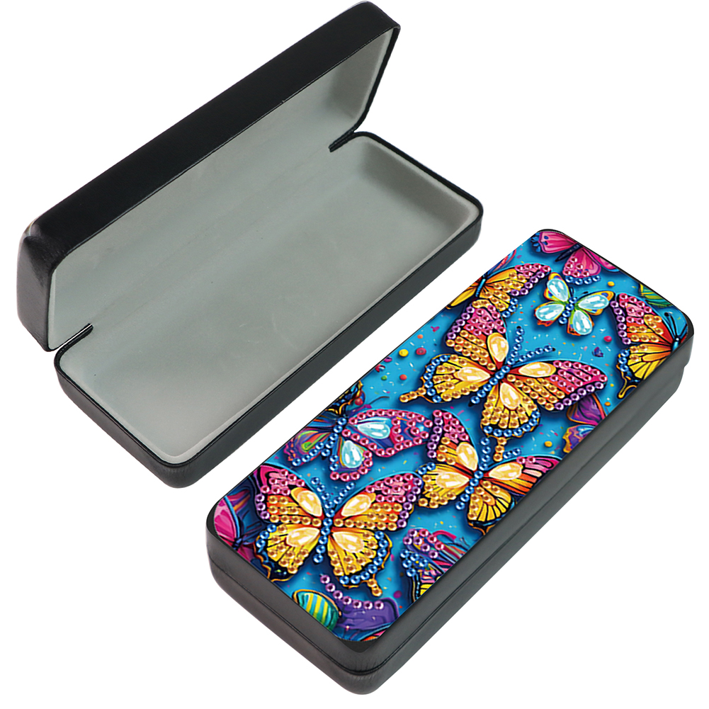 Butterfly Leather 5D DIY Diamond Painting Sunglasses Storage Box for Art Craft