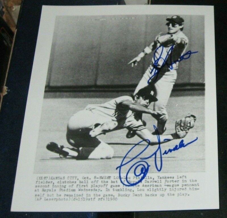 Bucky Dent Lou Piniella New York Yankees SIGNED AUTOGRAPHED PRESS 8x10 Photo Poster painting COA