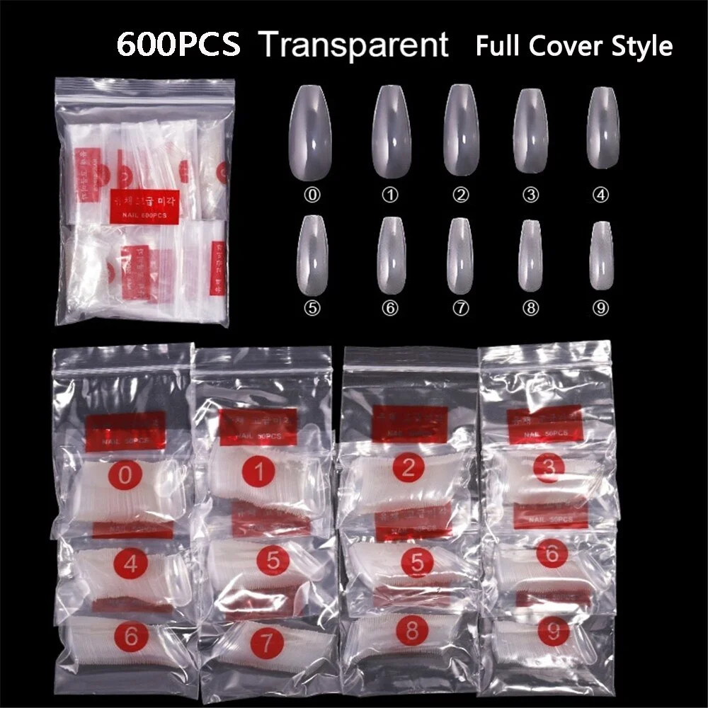 100/500/600pcs False Nails Display Tips Acrylic Ballerina Artificial Guide Capsule Stiletto Full Cover Fake Nail-Nail Inspo