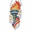 DIY Diamond Painting Acrylic Hanging Ornament, Pearl & Special Shaped Drill Art, Double-Sided Printed Patriotic Home Decor(Liberty Torch)