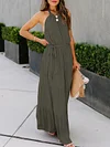 Simple Backless Halterneck Maxi Dress