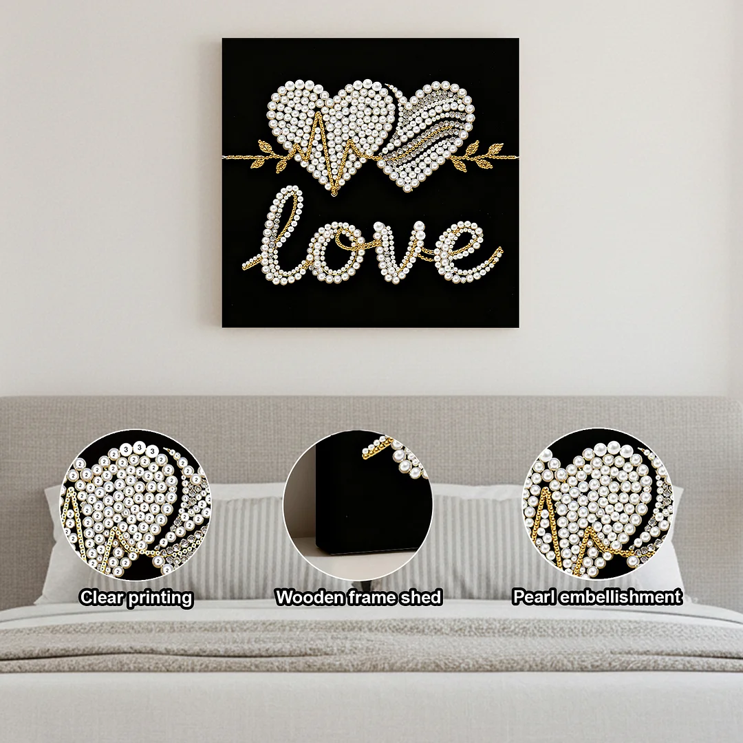 LOVE DIY Pearl Art Diamond Painting Kit for Adults Home Decor 25x25cm With Frame