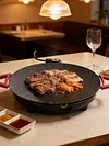 Smokeless Electric BBQ Grill Baking Trays with Handles Removable Grilling Plate 12/14/16in Round Nonstick Cooking Griddle Pan for Steaks Burgers Pancakes
