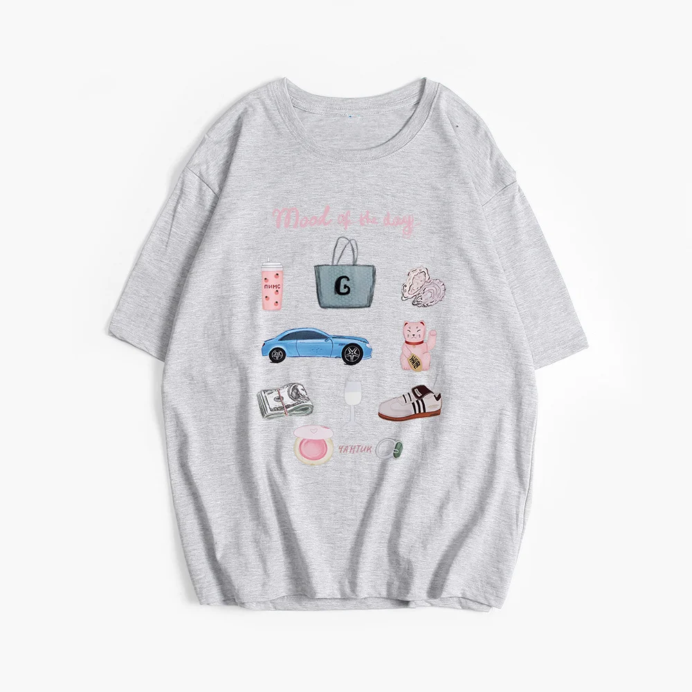 Athvotar Athvotar Hand-Painted Printed T-Shirts For Women's Summer New Loose Round-Neck Cotton Short-Sleeved Tops Ins