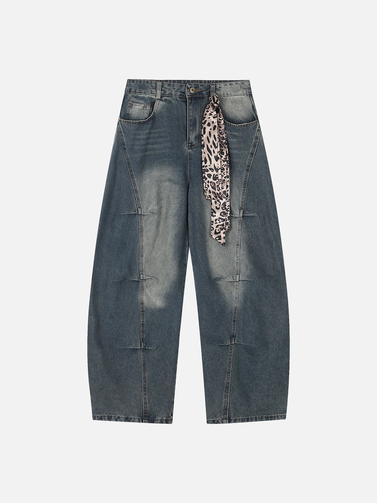 Blue Act Chic Washed Wrinkle Leopard Bandage Jeans Front