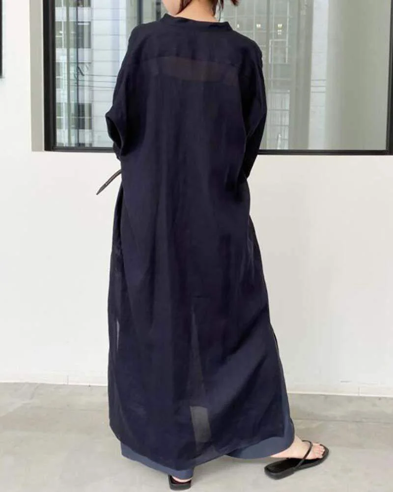 Solid Color Loose Shirt Dress