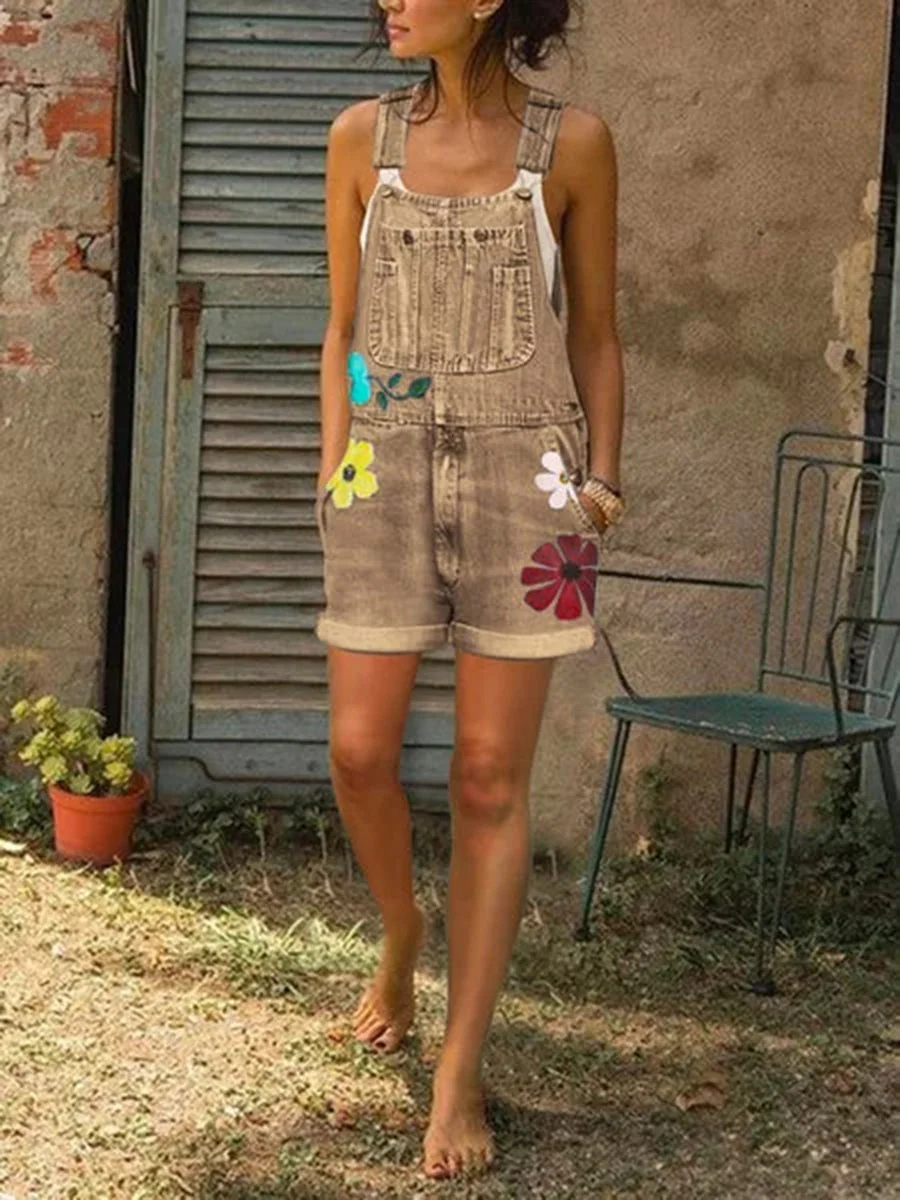 Casual Sunflower Jeans Jumpsuit