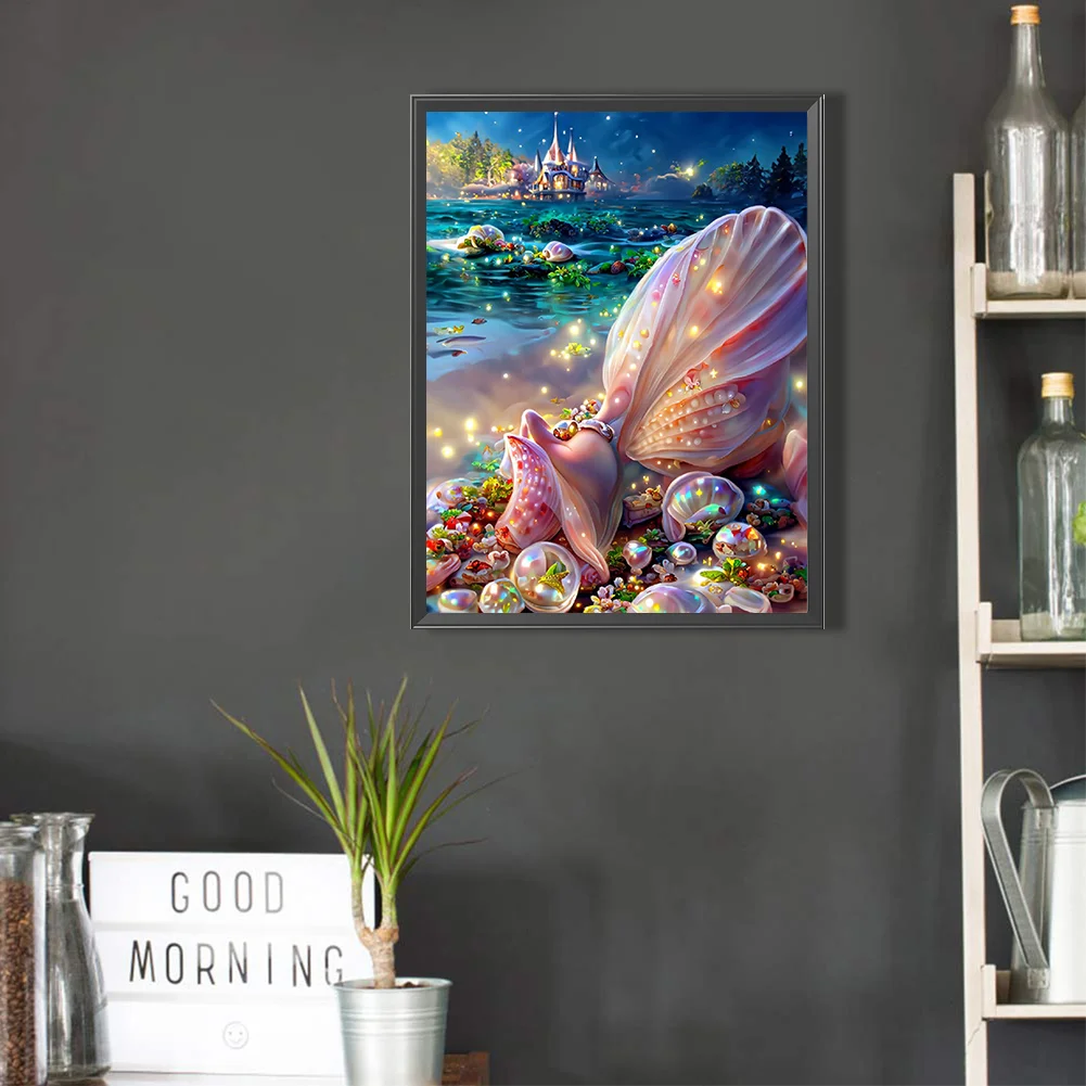 5D DIY Full Square Drill Diamond Painting Beach Shell Kit Home Decor Art Craft