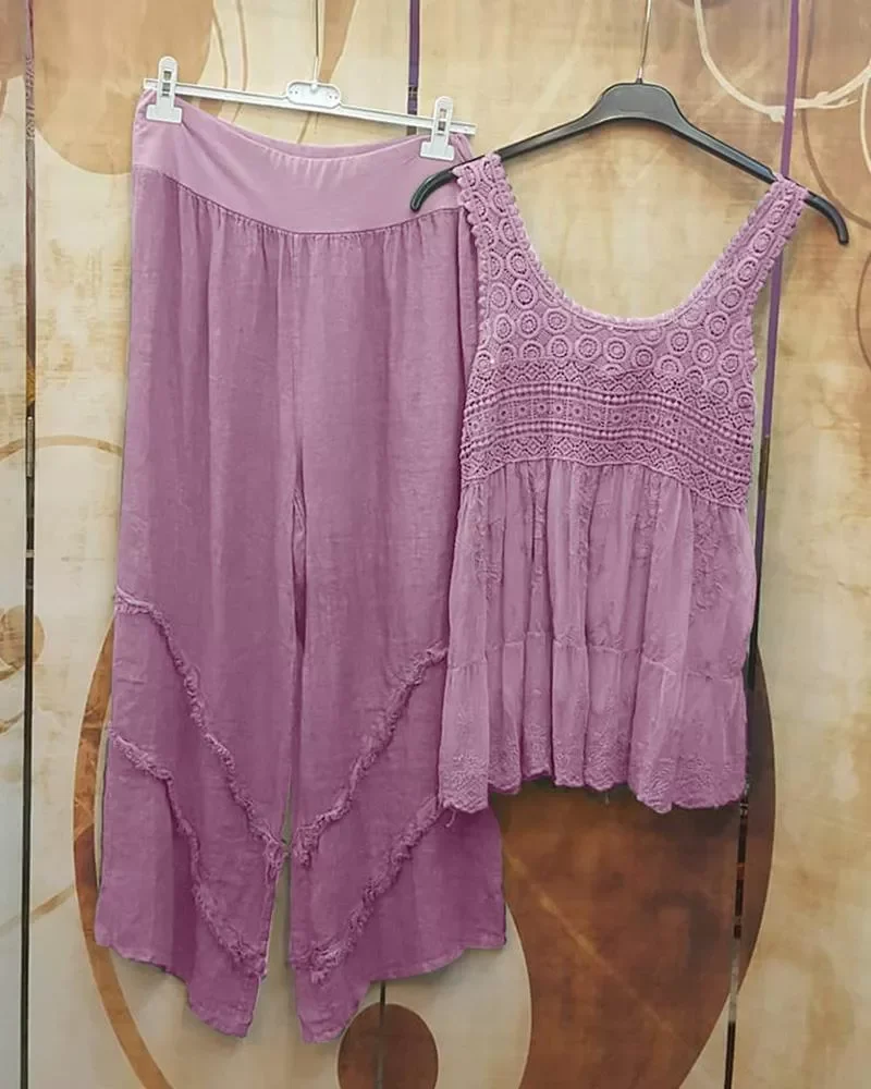 Round Collar Design Sleeveless Small Fresh Two Piece Vest