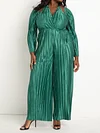Pleated Solid Color Empire Long Sleeves Halter-Neck Jumpsuits