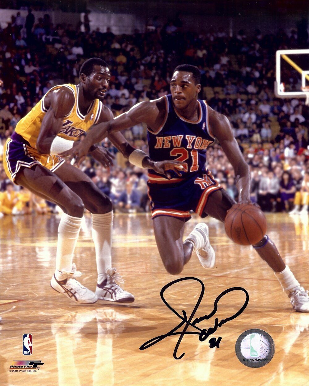 Gerald Wilkins Signed Autographed 8X10 Photo Poster painting Knicks Driving vs. Lakers w/COA