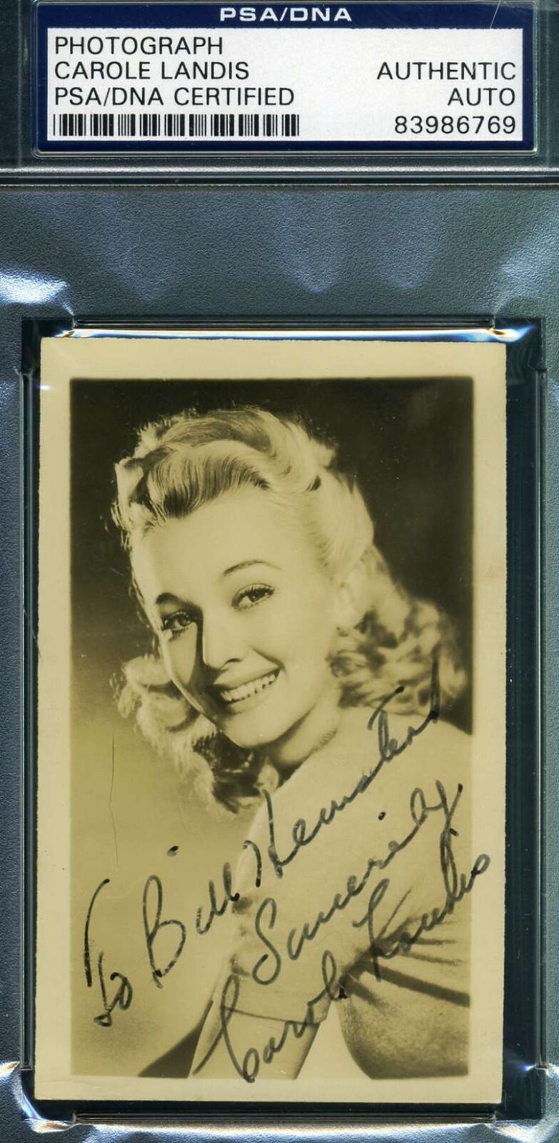 Carole Landis Hand Signed Psa/dna Coa 1940`s Photo Poster painting Authentic Autograph