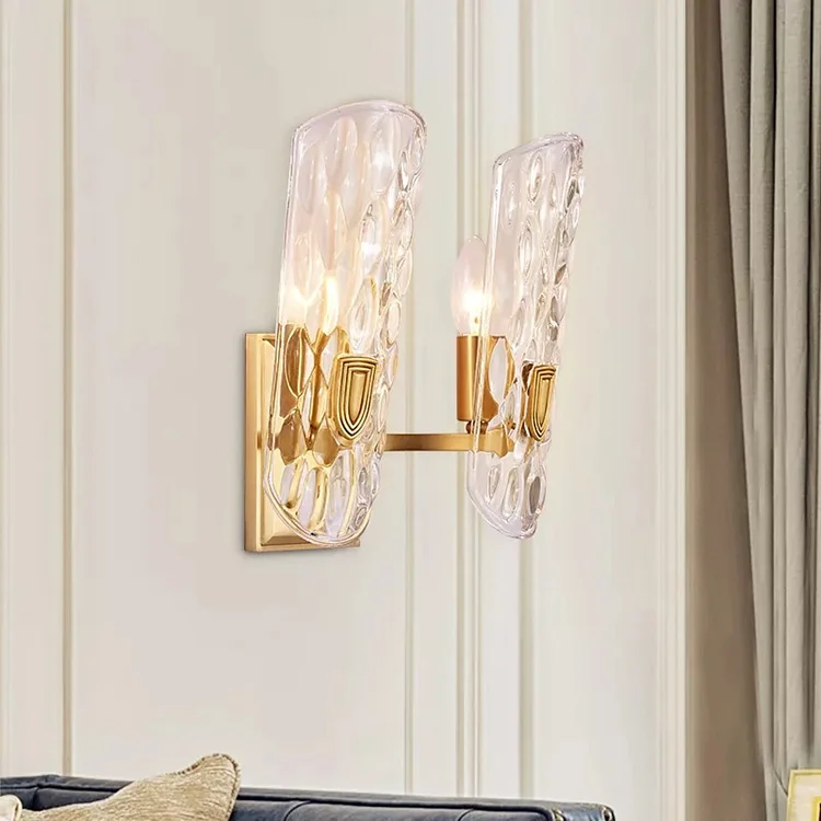 2 Light Clear Glass Shade Wall Sconce Bedroom Light Fixture Vjlight