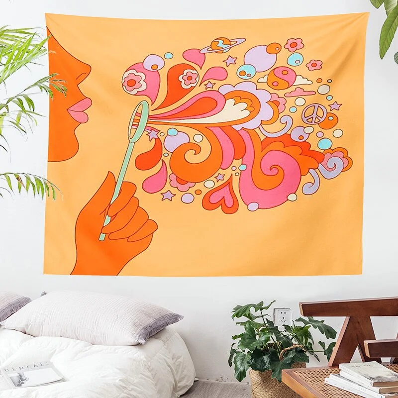 80s Aesthetic Tapestry Wall Hanging 80s Retro Colorful bubbles Decoration Home Decor Tapestry Wall Decor Psychedelic Wall Prints