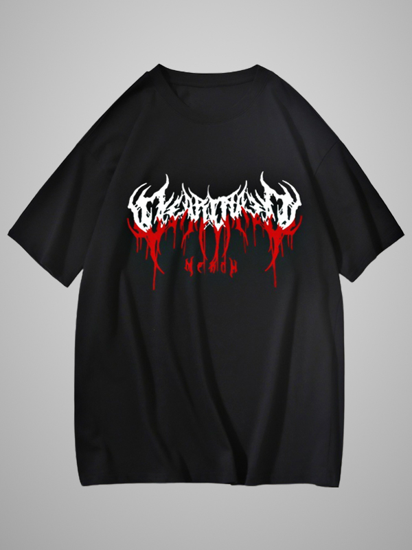 Devil Threatening Color Block Loose T-shirt