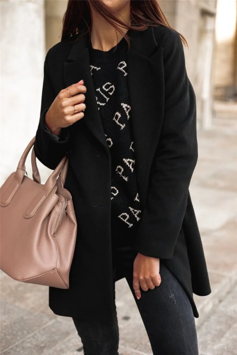 woolen coat 2020 Spring Women Fashion Stand Collar Coats Long Woolen Coat Office Ladies Plus size Jacket Top