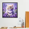 Lila Katze - runder Bohrer Diamantmalerei - 40*40cm