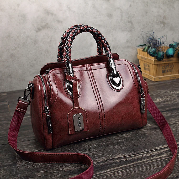 New oil wax leather handbags Boston soft leather big tote bag