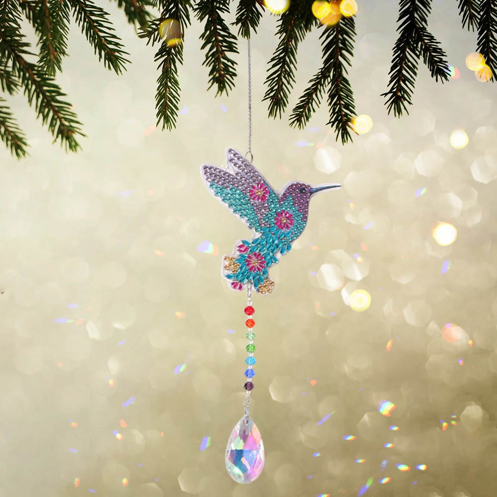 DIY Diamond Painting Sun Catcher - Hummingbird