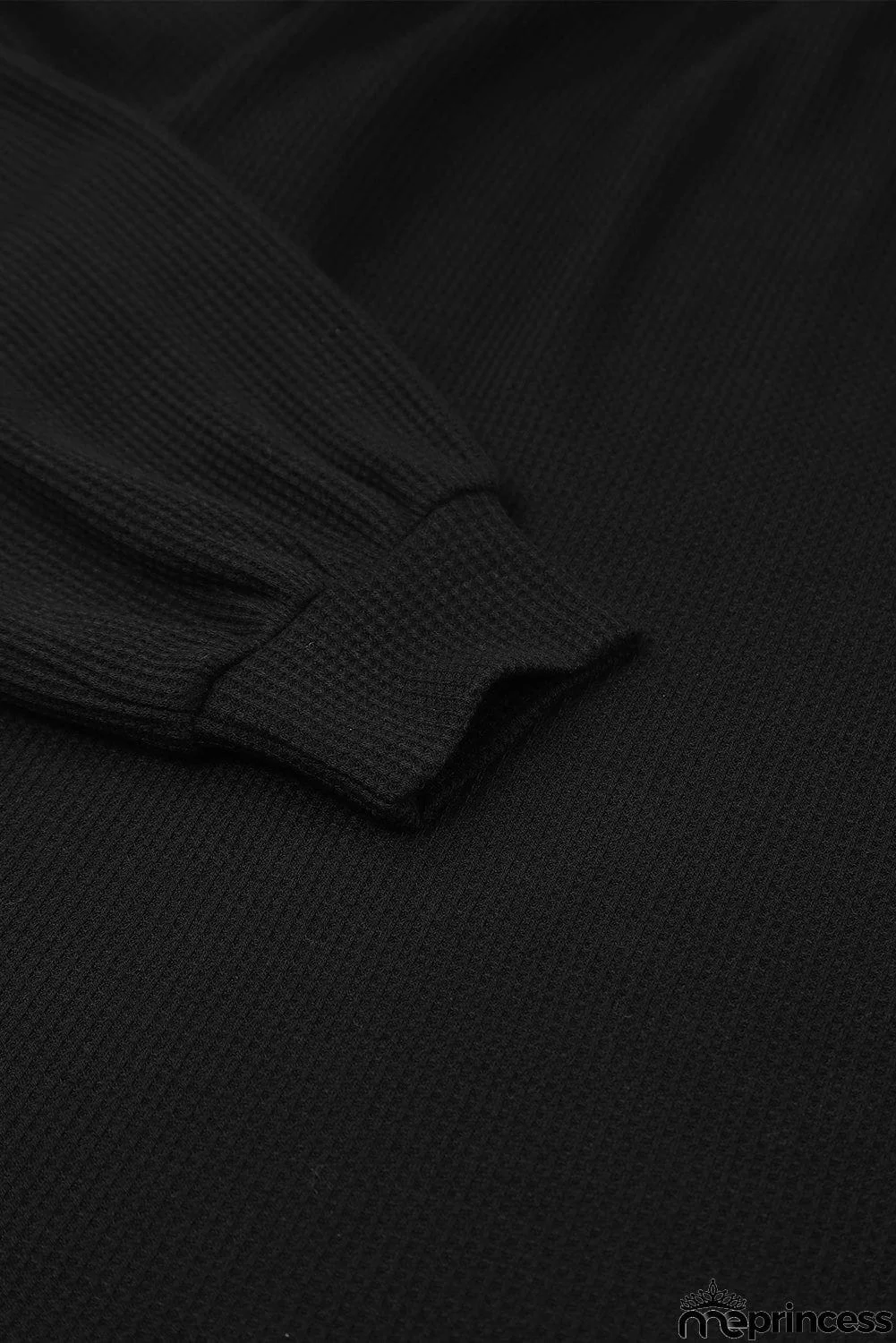 Scoop Neck Puff Sleeve Waffle Knit Top