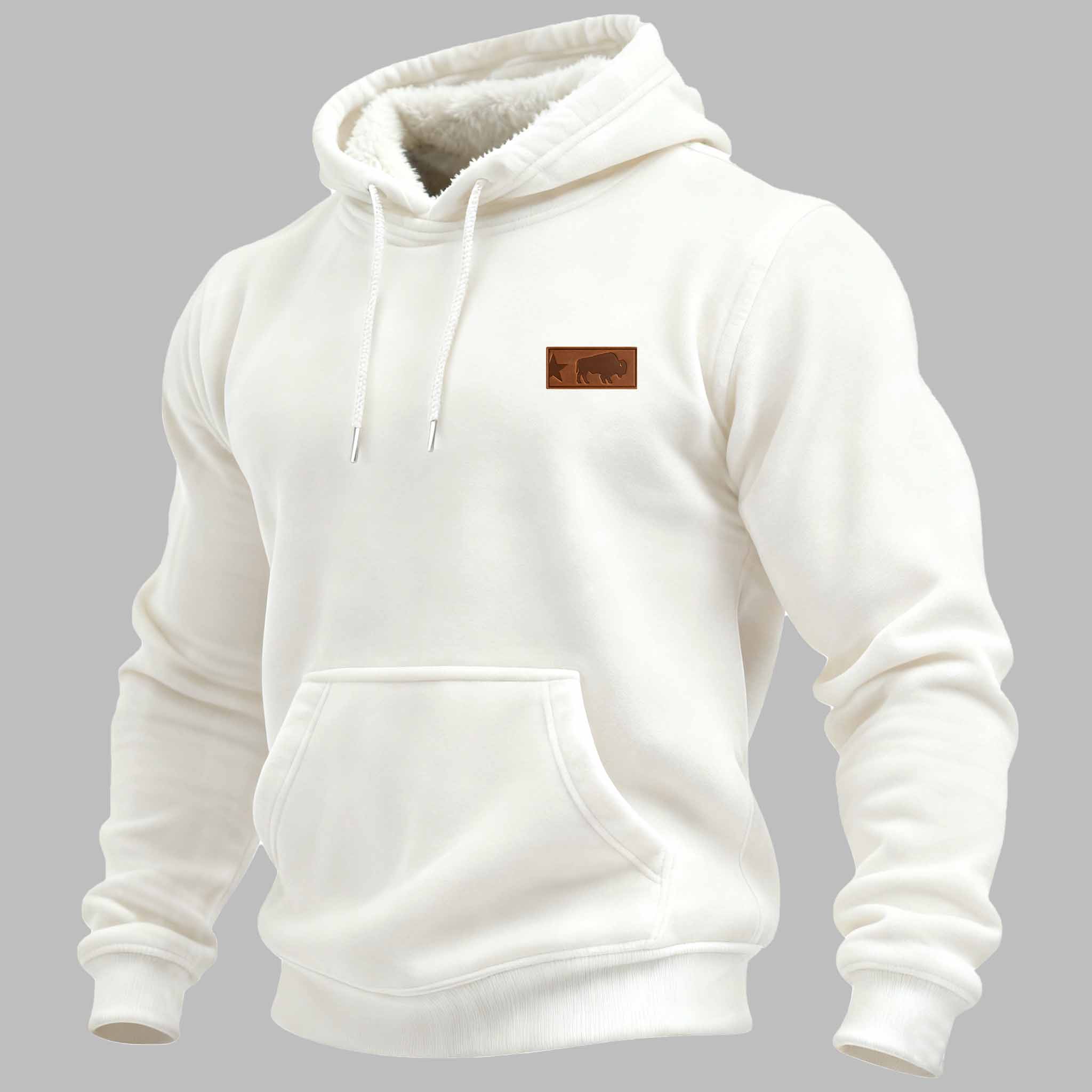 Men's Vintage Western Cowboy Fleece Pocket Long-Sleeved Hoodie