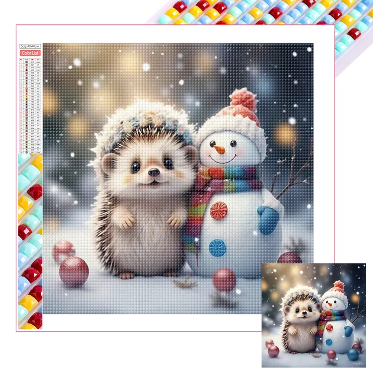Winter Christmas Hedgehog Snowman 30*30CM (Canvas) Full Square Drill Diamond Painting gbfke