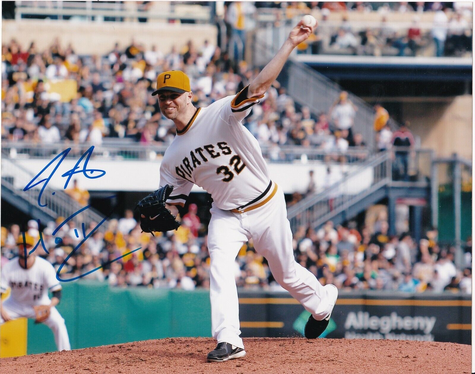 J.A. HAPP PITTSBURGH PIRATES ACTION SIGNED 8x10