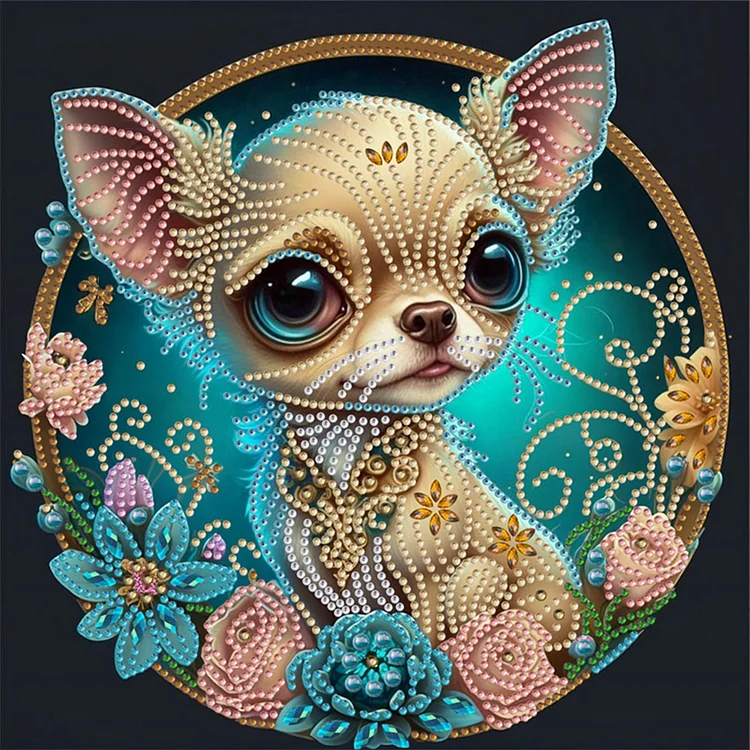 Flower Puppy 30*30CM (Canvas) Special Shaped Drill Diamond Painting gbfke