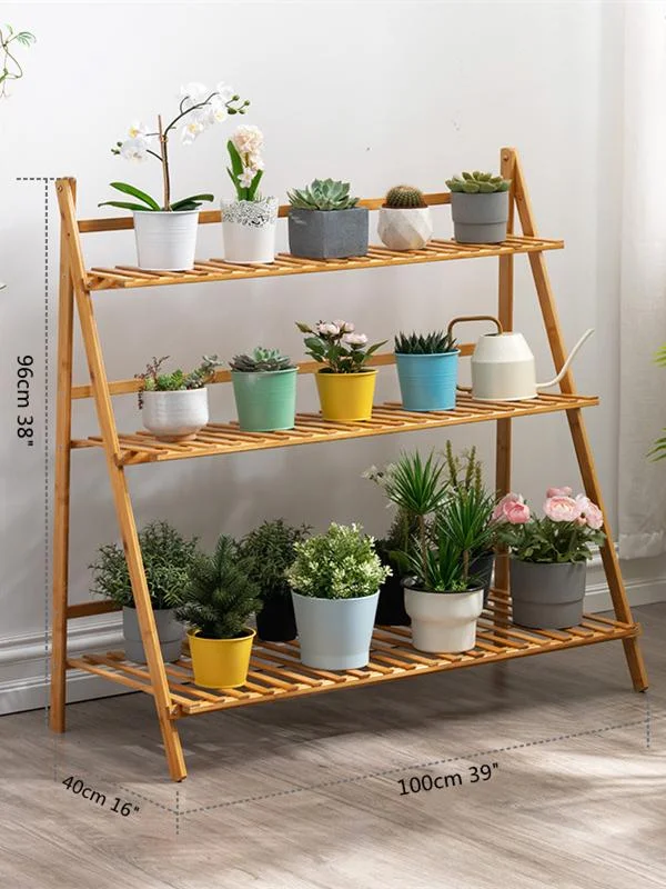 Natural Bamboo Multi-layer Flower Rack