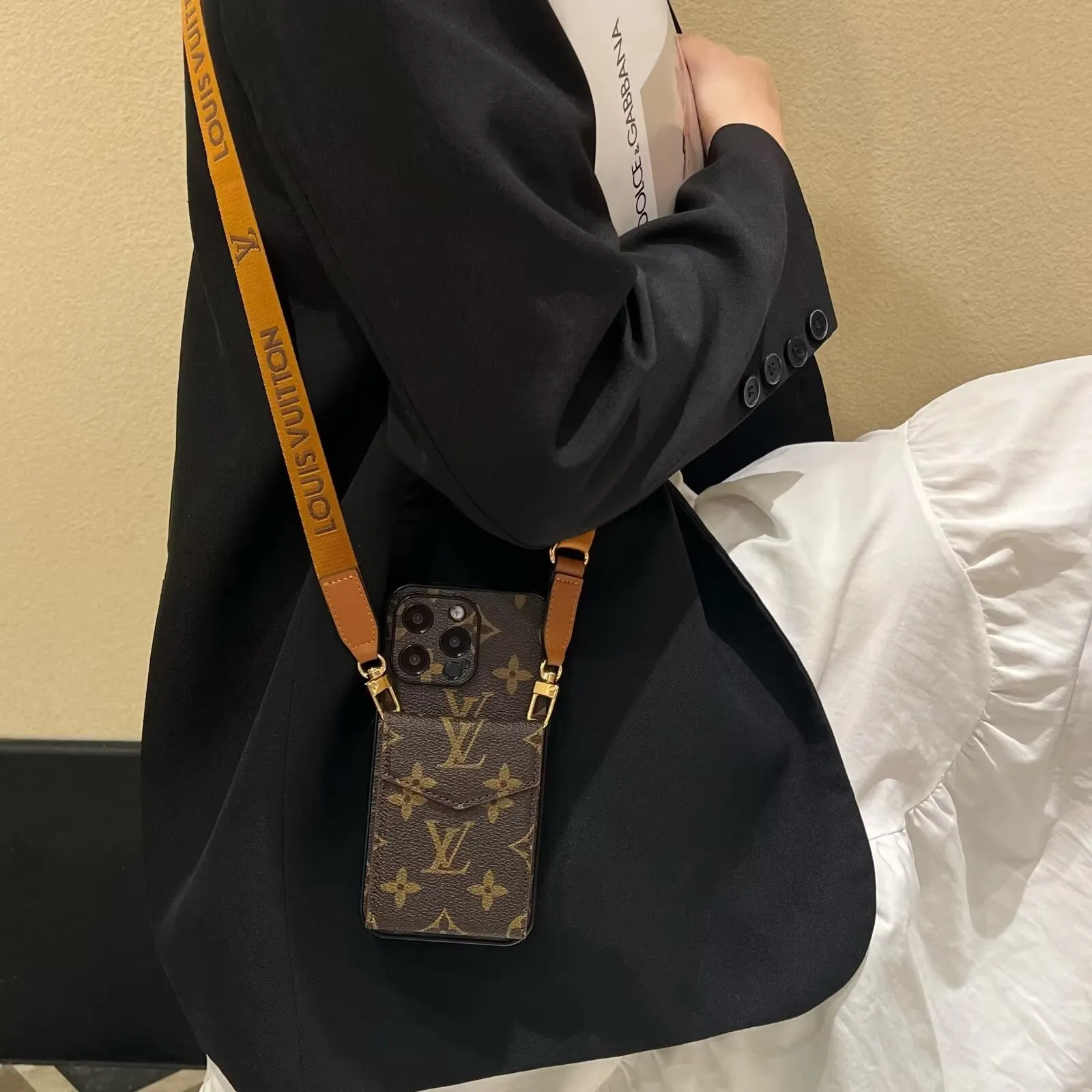 Elegant LV crossbody monogram canvas wallet Gucci Ophidia GG Apple iPhone case