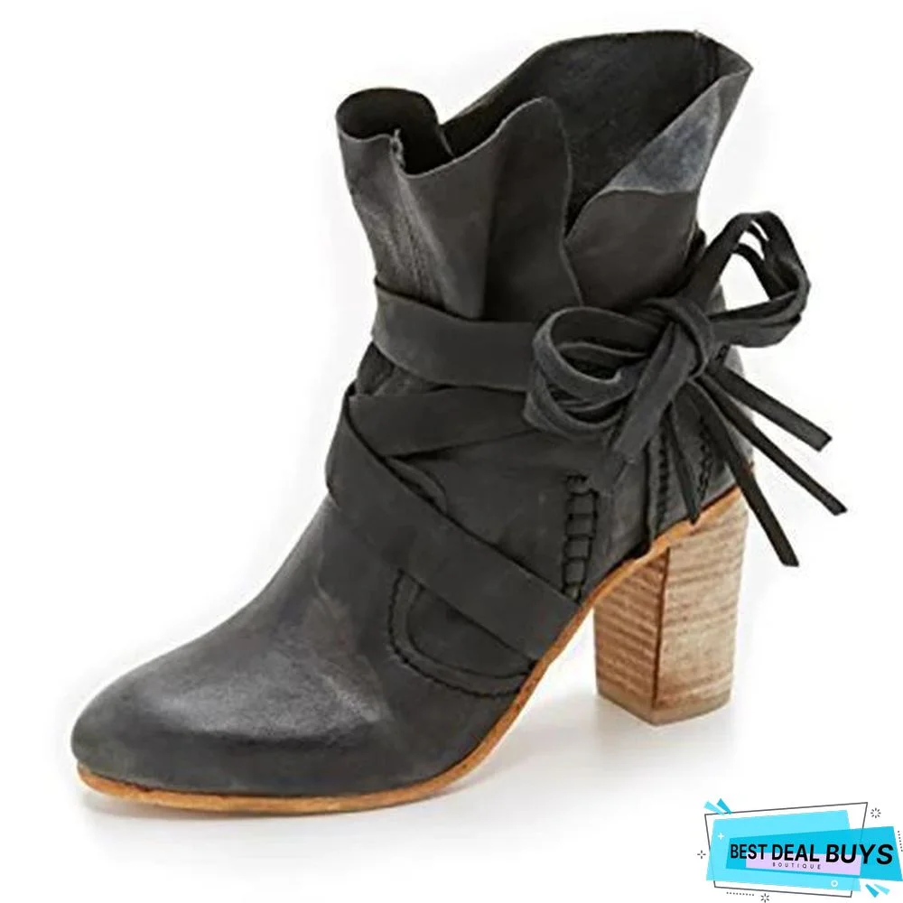 Chunky Heel Martin Boots Outdoor Ankle Boots