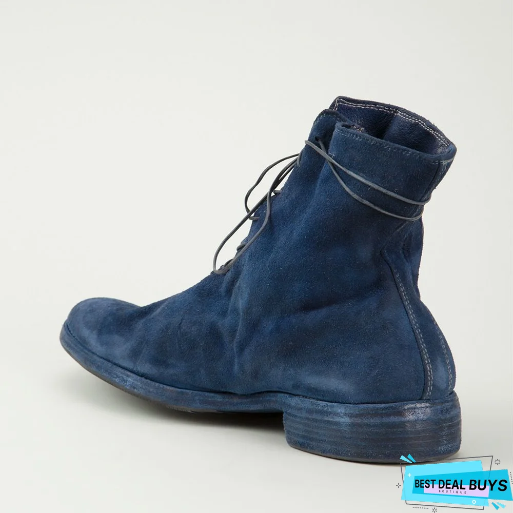 Suede Lace Up Military Boots