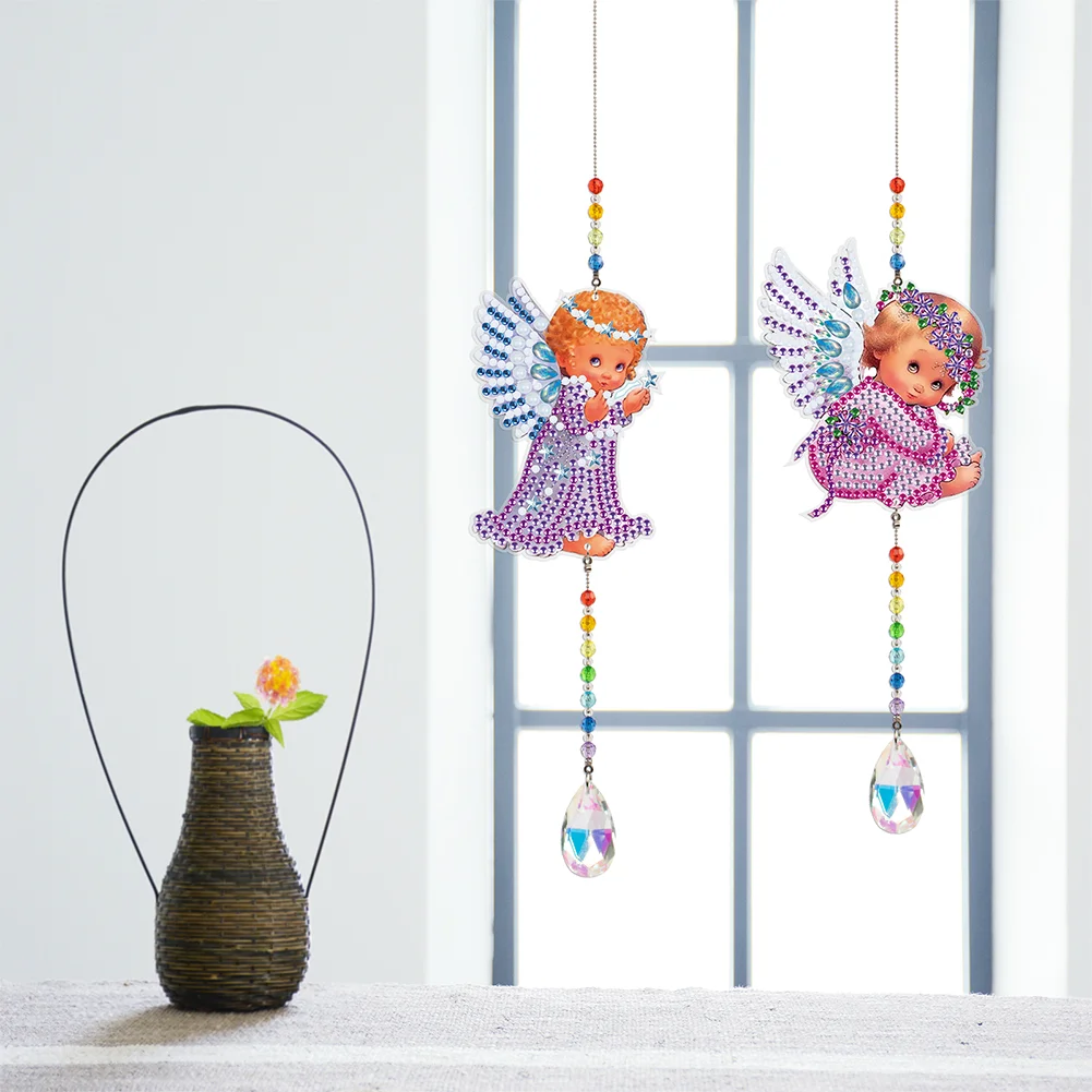 2pcs Crystal Light Catcher Diamond Painting Angel Hanging Decor(Double-Sided)