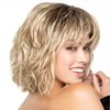 Short Black Blonde Ombre Hair Wigs Curly Wig with Bangs