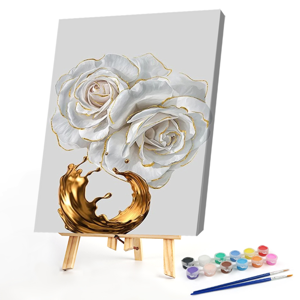 

40*50CM - Paint By Numbers - White Rose, 501 Original