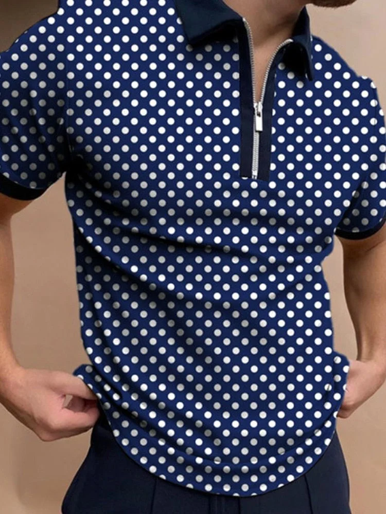 Hot Sale 2021 Summer New Men's Clothing Casual Fashion Printed Men Polo Shirts Turn-down Collar Zipper Design Short Sleeve Tops