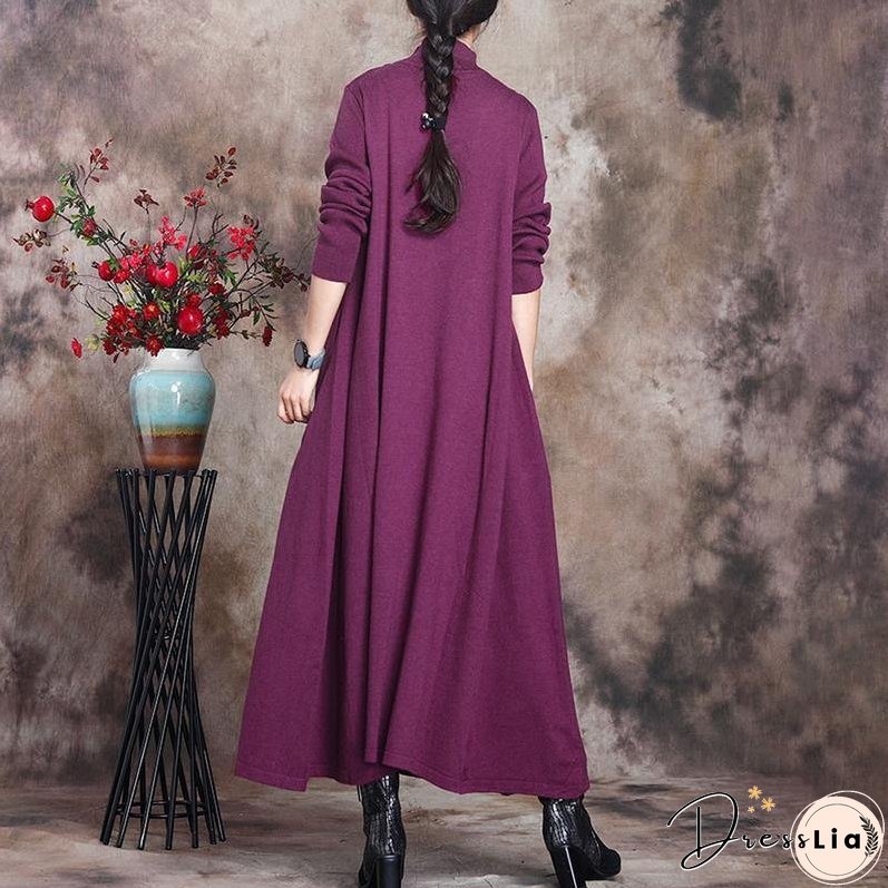 Solid Knitted High Neck Casual Dress ( Limited Stock)
