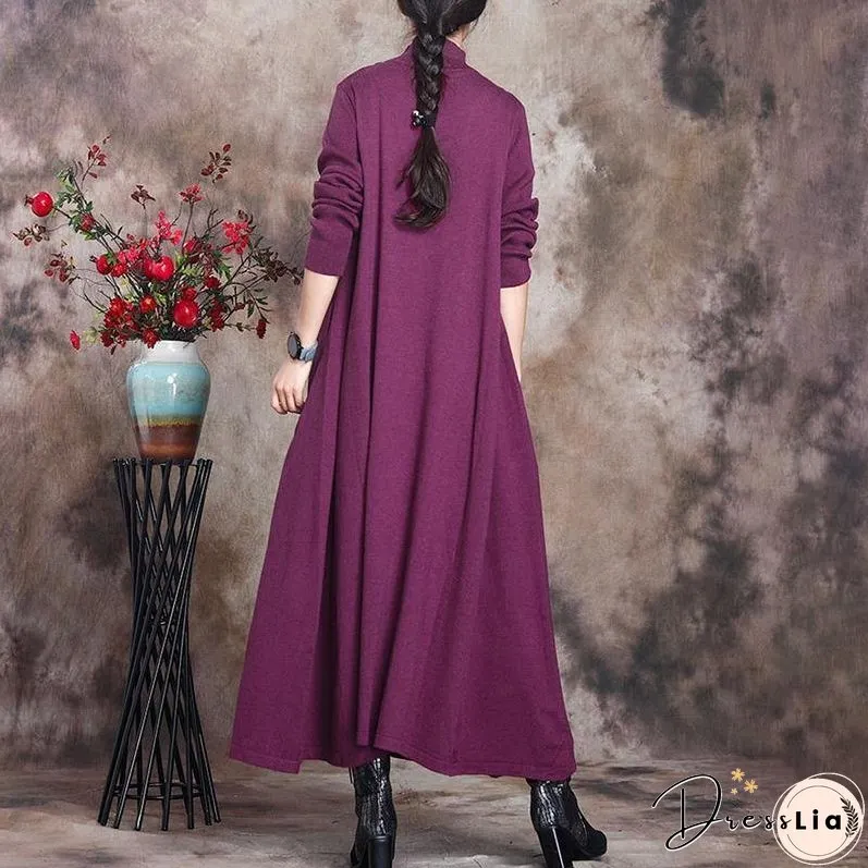 Solid Knitted High Neck Casual Dress ( Limited Stock)