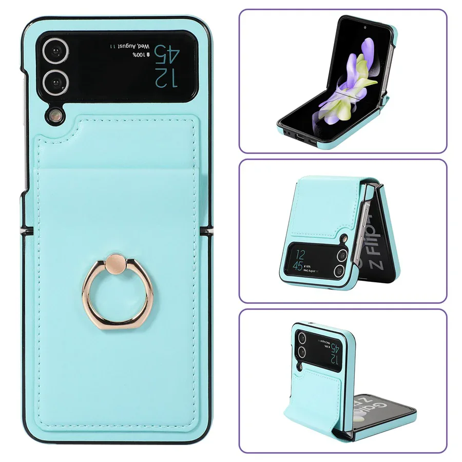 Suitable For Samsung Z Flip 3/Z Flip 4 Folding Solid Color Ring Folding Screen Phone Case