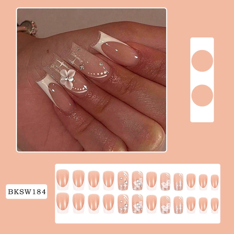 Retro Solid Color Star Starry Sky Leopard PVC Press-on Nails 1 Set