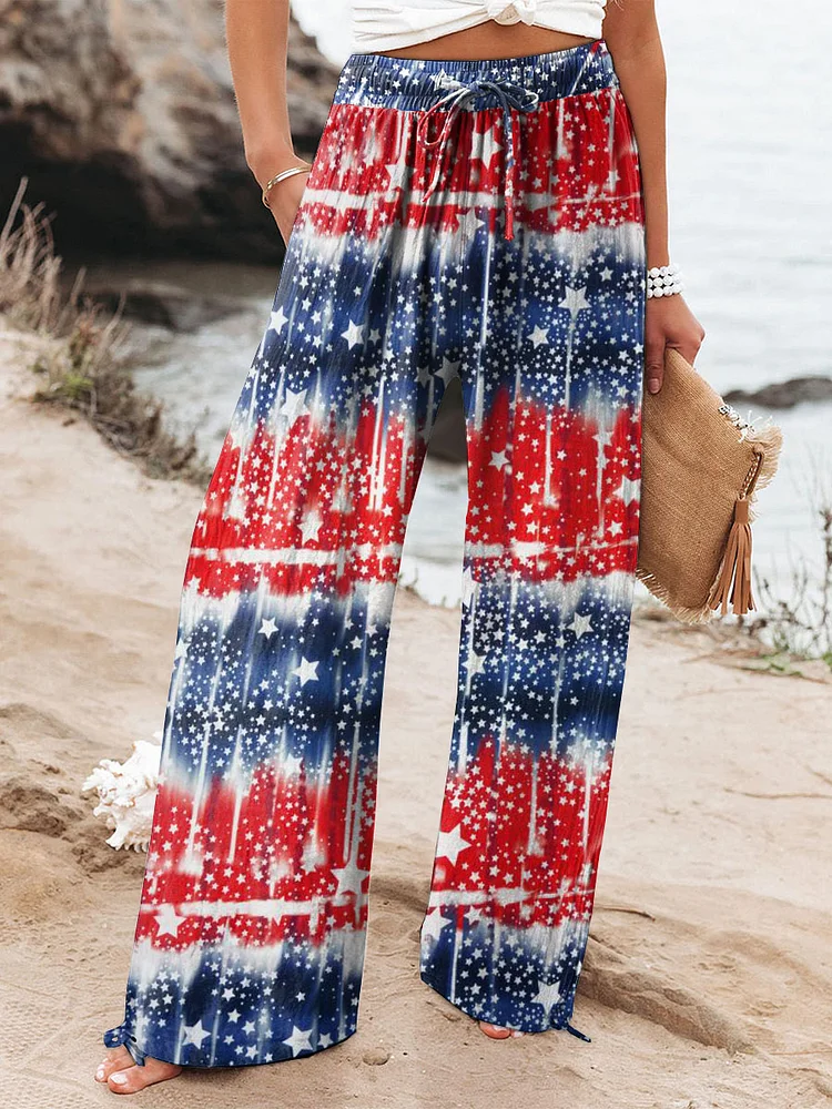 Women's Women's Independence Day Printed Cotton And Linen Casual Pants