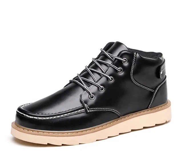 Men Comfy Leather Lace Up Ankle Boots Winter Warm Shoes